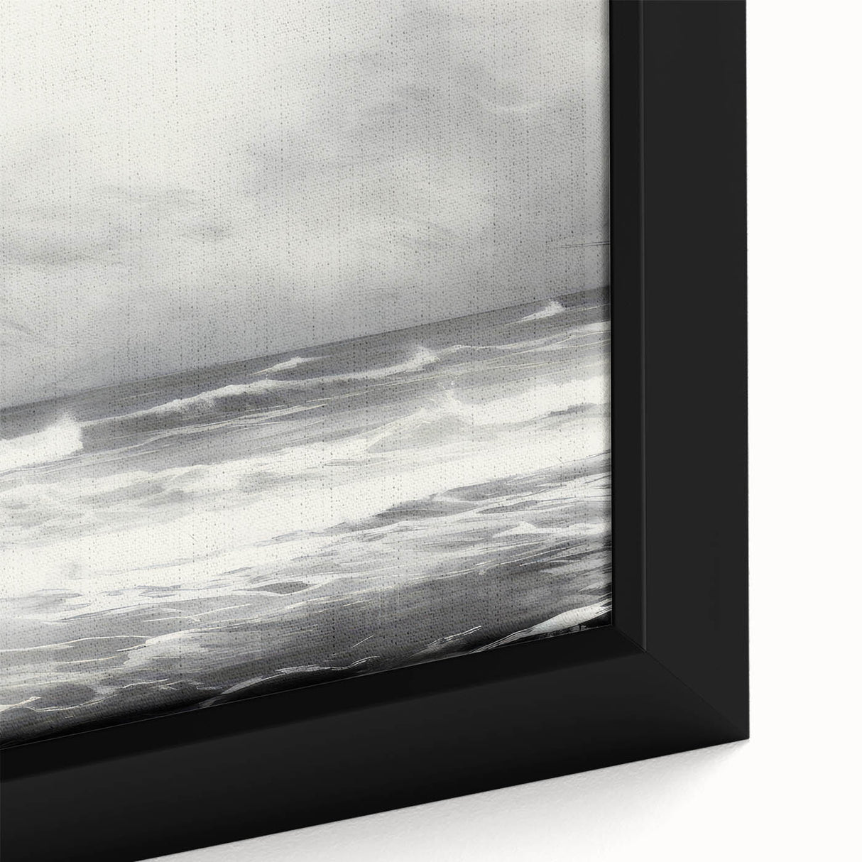 Vintage Landscape Art - Dramatic Ocean Waves and Cloudy Sky