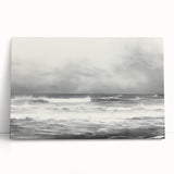 Vintage Landscape Art - Dramatic Ocean Waves and Cloudy Sky