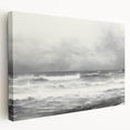 Vintage Landscape Art - Dramatic Ocean Waves and Cloudy Sky