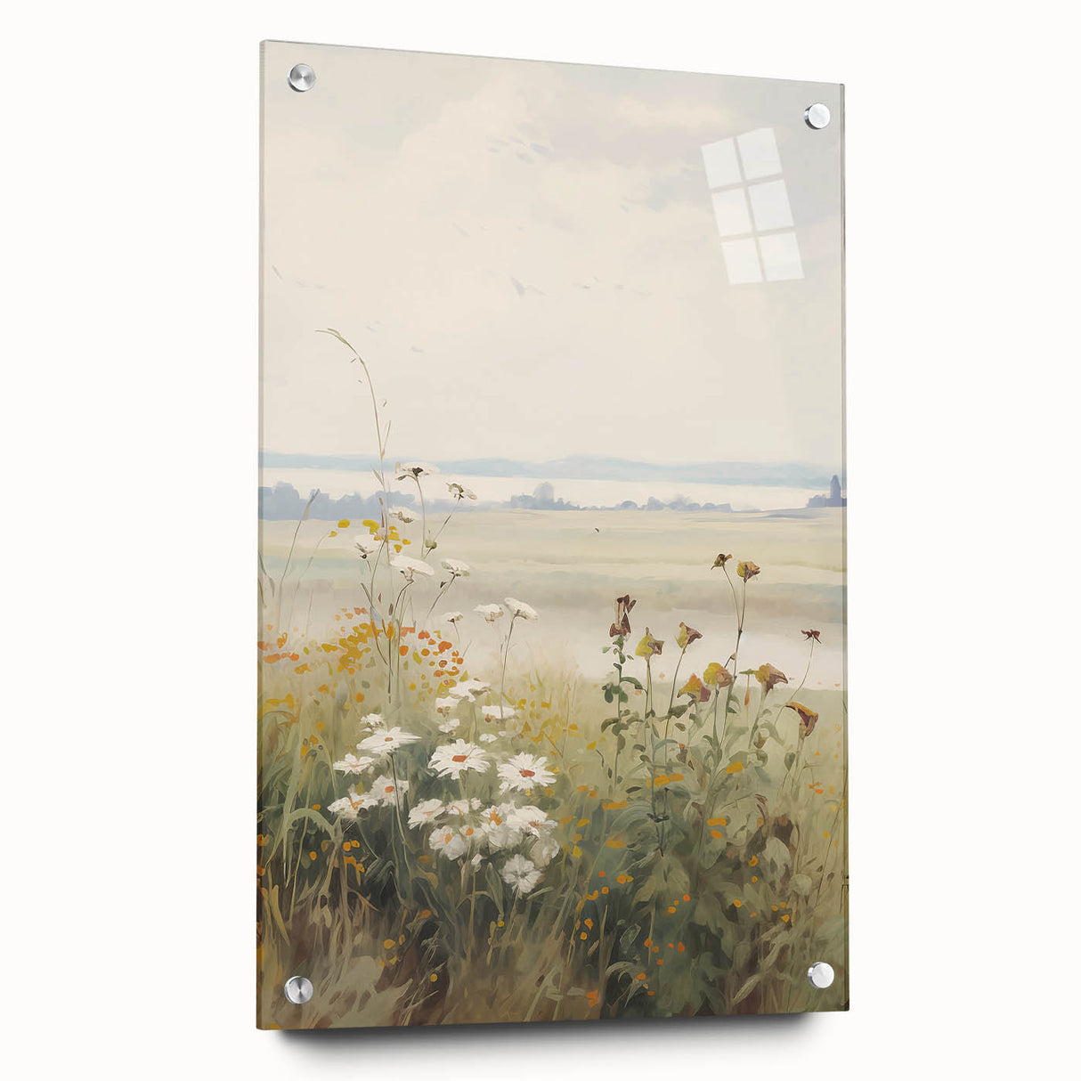 Vintage Landscape Art – Serene Wildflower Meadow Scene