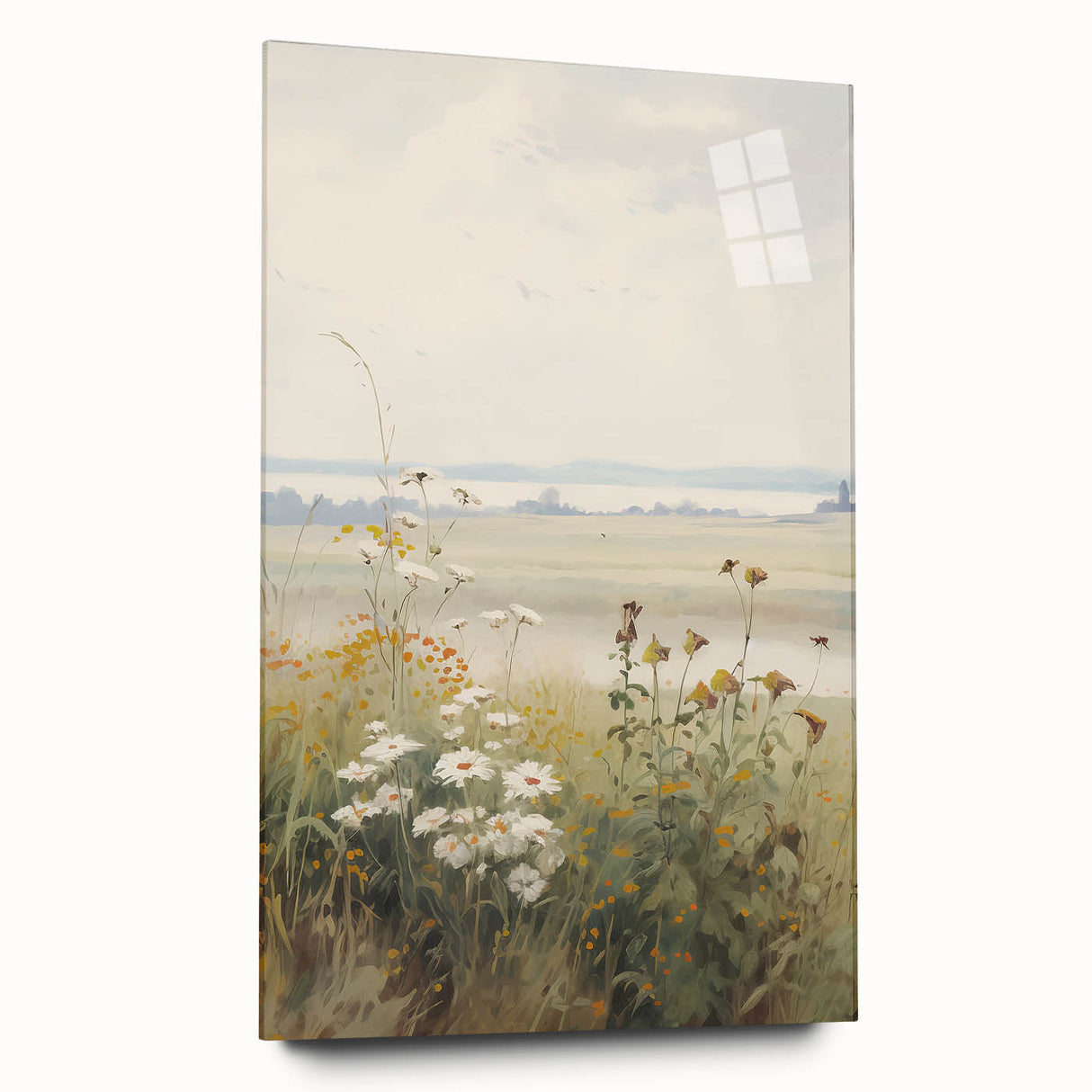 Vintage Landscape Art – Serene Wildflower Meadow Scene