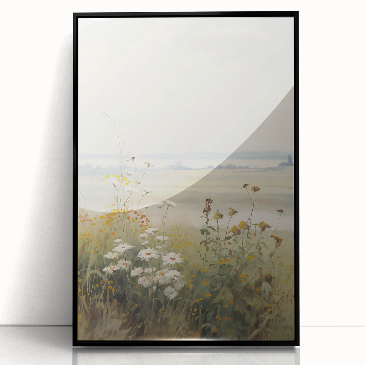 Vintage Landscape Art – Serene Wildflower Meadow Scene