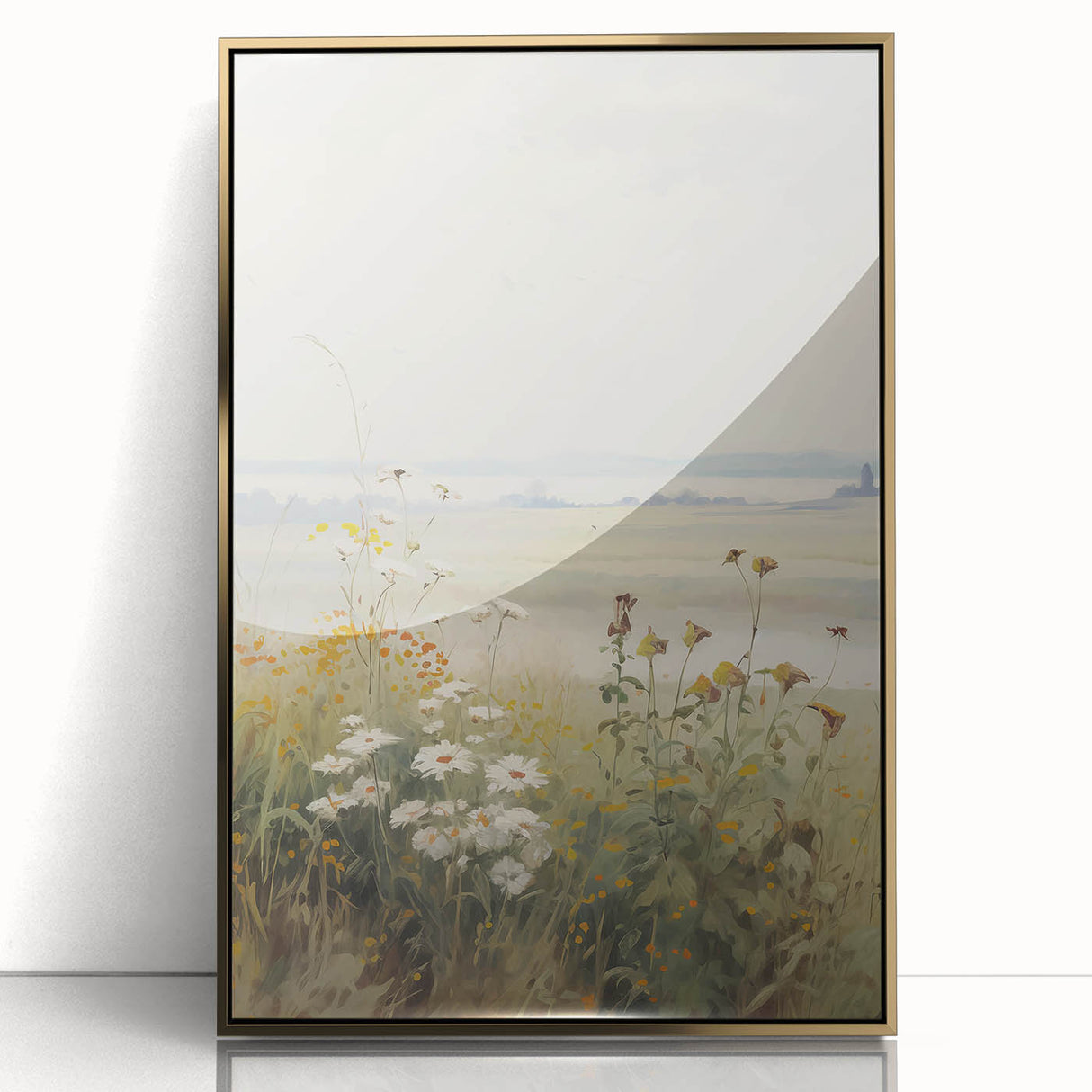 Vintage Landscape Art – Serene Wildflower Meadow Scene
