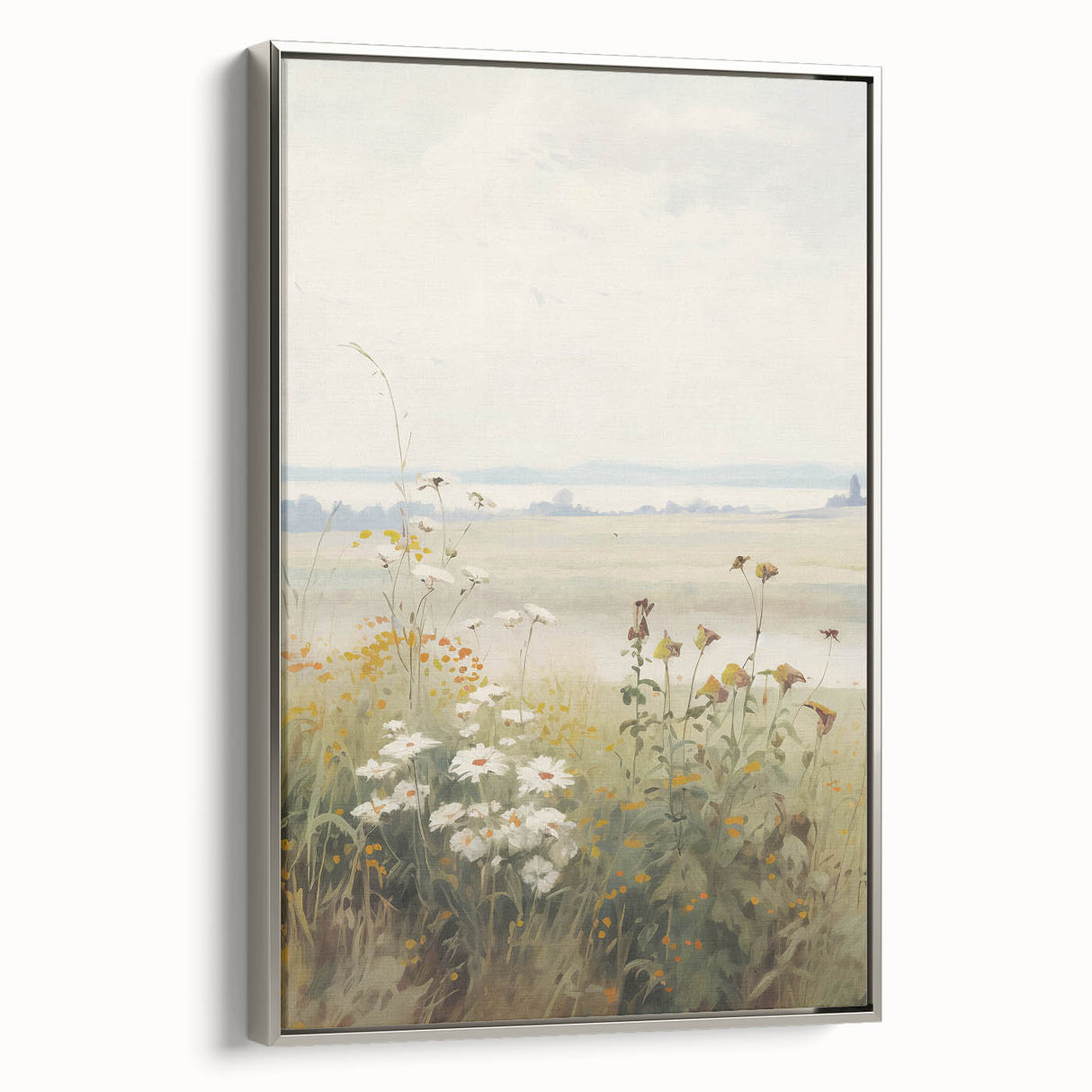 Vintage Landscape Art – Serene Wildflower Meadow Scene