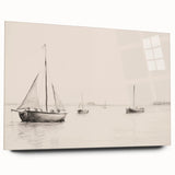 Vintage Landscape Art – Sailboats on Calm Waters – Antique Maritime Wall Art