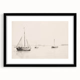 Vintage Landscape Art – Sailboats on Calm Waters – Antique Maritime Wall Art