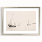 Vintage Landscape Art – Sailboats on Calm Waters – Antique Maritime Wall Art