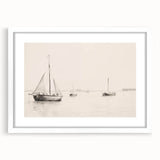 Vintage Landscape Art – Sailboats on Calm Waters – Antique Maritime Wall Art