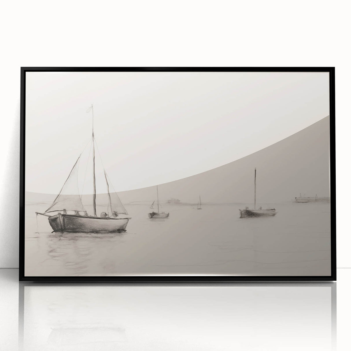Vintage Landscape Art – Sailboats on Calm Waters – Antique Maritime Wall Art