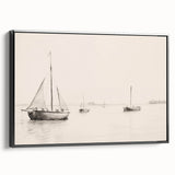 Vintage Landscape Art – Sailboats on Calm Waters – Antique Maritime Wall Art