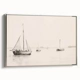Vintage Landscape Art – Sailboats on Calm Waters – Antique Maritime Wall Art