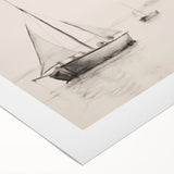 Vintage Landscape Art – Sailboats on Calm Waters – Antique Maritime Wall Art