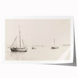 Vintage Landscape Art – Sailboats on Calm Waters – Antique Maritime Wall Art