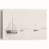 Vintage Landscape Art – Sailboats on Calm Waters – Antique Maritime Wall Art