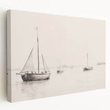 Vintage Landscape Art – Sailboats on Calm Waters – Antique Maritime Wall Art