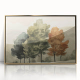 Vintage Landscape Art – Autumn Trees in Tranquil Landscape – Antique Nature Scene Wall Art