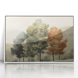 Vintage Landscape Art – Autumn Trees in Tranquil Landscape – Antique Nature Scene Wall Art