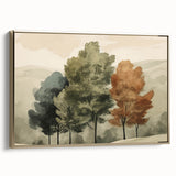 Vintage Landscape Art – Autumn Trees in Tranquil Landscape – Antique Nature Scene Wall Art