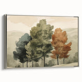 Vintage Landscape Art – Autumn Trees in Tranquil Landscape – Antique Nature Scene Wall Art