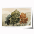 Vintage Landscape Art – Autumn Trees in Tranquil Landscape – Antique Nature Scene Wall Art