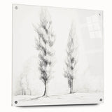 Vintage Sketch Landscape Art – Classic Monochrome Tree Print