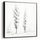 Vintage Sketch Landscape Art – Classic Monochrome Tree Print