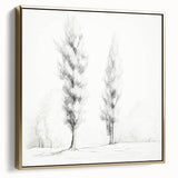 Vintage Sketch Landscape Art – Classic Monochrome Tree Print
