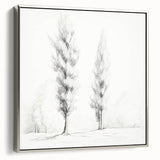 Vintage Sketch Landscape Art – Classic Monochrome Tree Print