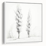 Vintage Sketch Landscape Art – Classic Monochrome Tree Print