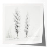 Vintage Sketch Landscape Art – Classic Monochrome Tree Print