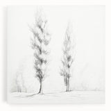 Vintage Sketch Landscape Art – Classic Monochrome Tree Print