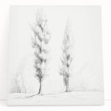 Vintage Sketch Landscape Art – Classic Monochrome Tree Print