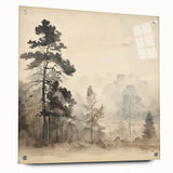 Vintage Misty Forest Art – Classic Woodland Landscape Wall Print
