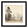 Vintage Misty Forest Art – Classic Woodland Landscape Wall Print