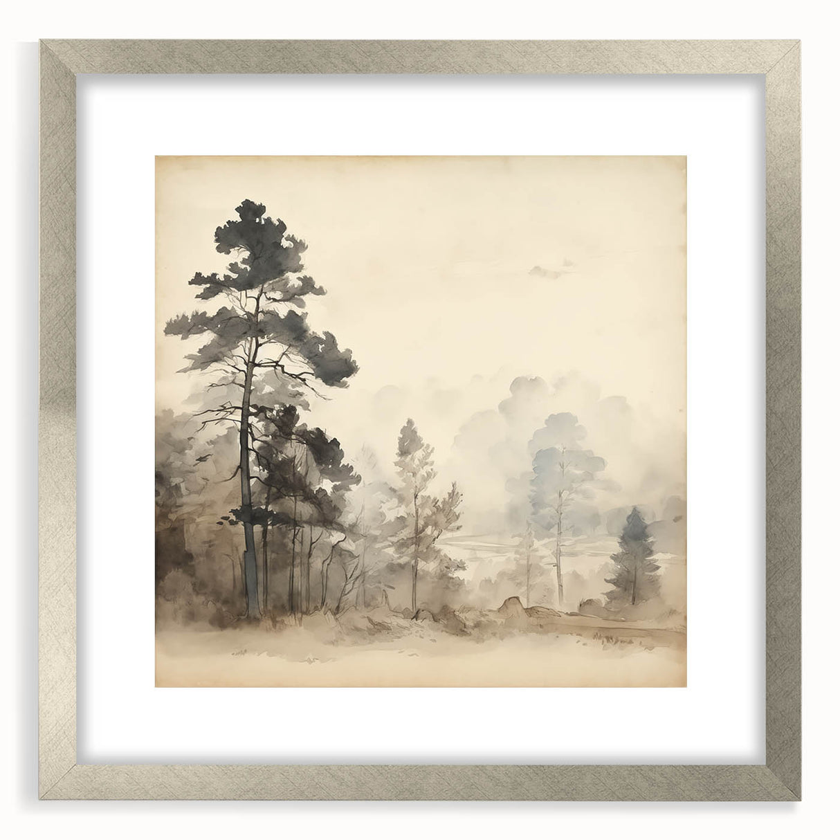 Vintage Misty Forest Art – Classic Woodland Landscape Wall Print