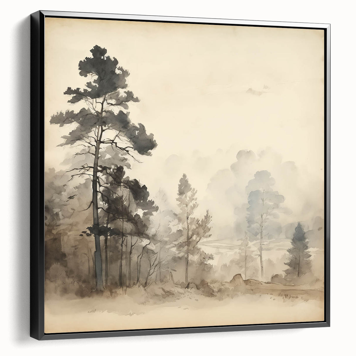 Vintage Misty Forest Art – Classic Woodland Landscape Wall Print