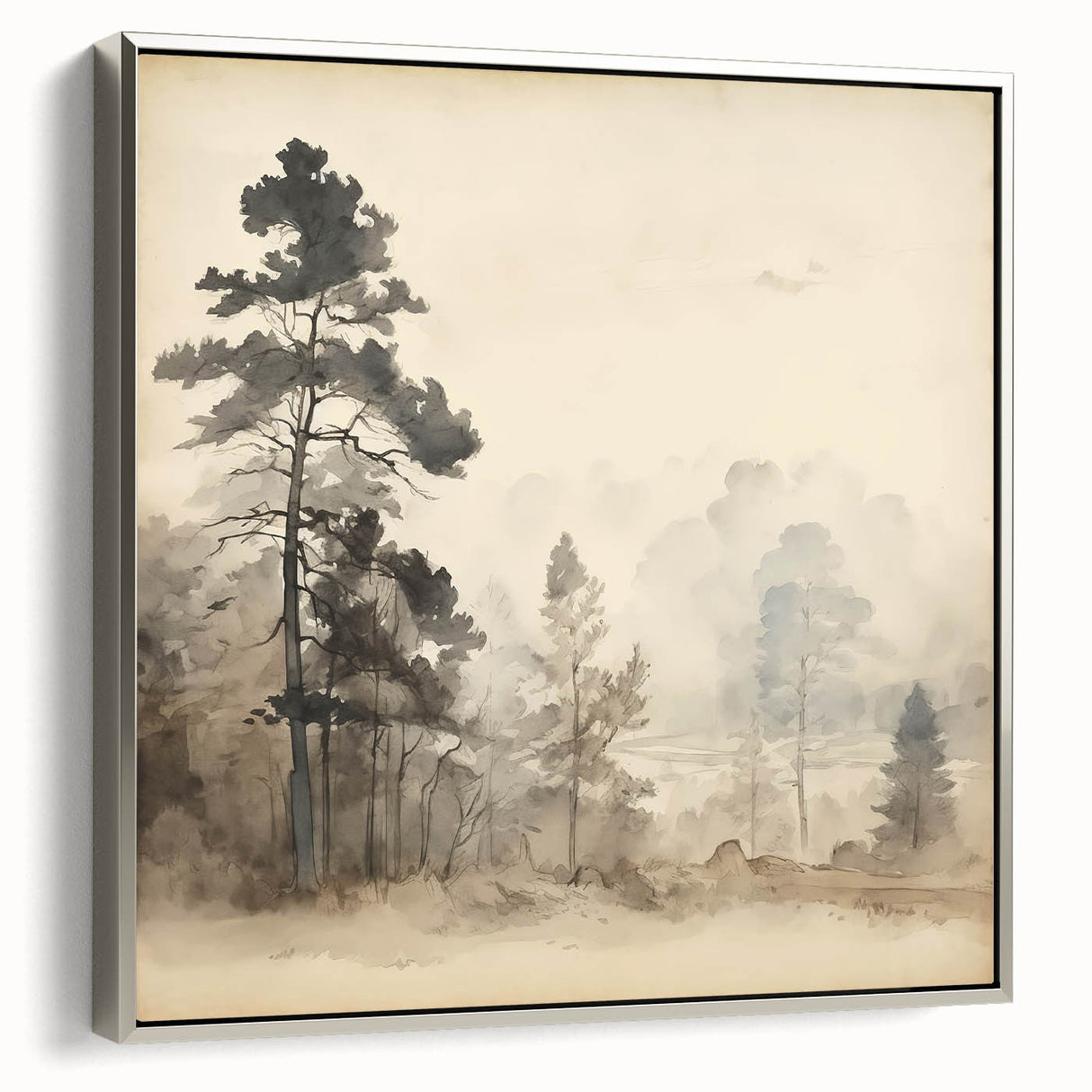 Vintage Misty Forest Art – Classic Woodland Landscape Wall Print