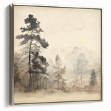 Vintage Misty Forest Art – Classic Woodland Landscape Wall Print