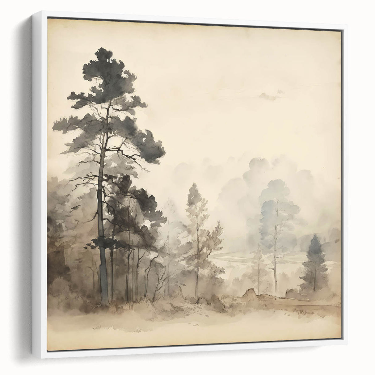 Vintage Misty Forest Art – Classic Woodland Landscape Wall Print