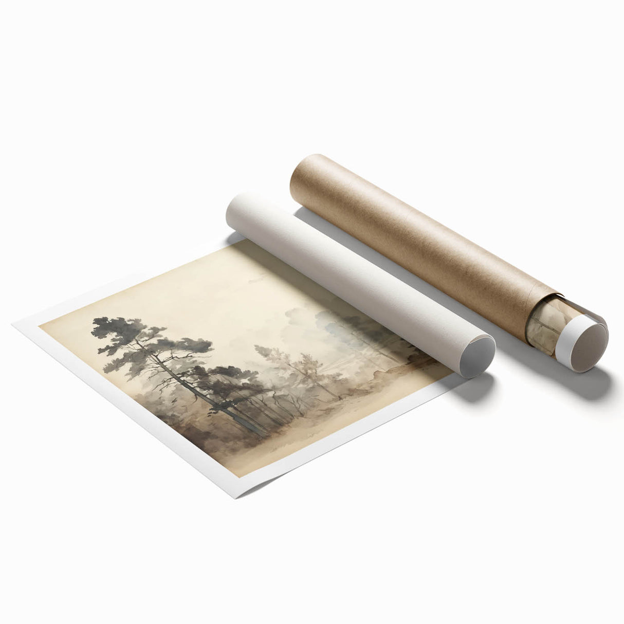 Vintage Misty Forest Art – Classic Woodland Landscape Wall Print