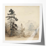 Vintage Misty Forest Art – Classic Woodland Landscape Wall Print