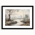 Vintage Landscape Art - Misty River with Bare Trees in Soft Hues