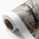 Vintage Landscape Art - Misty River with Bare Trees in Soft Hues