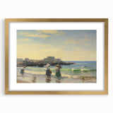 Vintage Landscape Art - Women at the Beach with Sailboat in the Distance