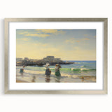 Vintage Landscape Art - Women at the Beach with Sailboat in the Distance