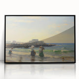 Vintage Landscape Art - Women at the Beach with Sailboat in the Distance