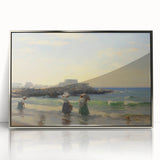 Vintage Landscape Art - Women at the Beach with Sailboat in the Distance