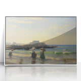 Vintage Landscape Art - Women at the Beach with Sailboat in the Distance