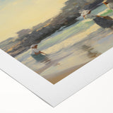 Vintage Landscape Art - Women at the Beach with Sailboat in the Distance