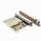 Vintage Landscape Art - Women at the Beach with Sailboat in the Distance